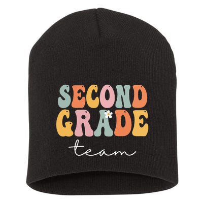 Second Grade Team Retro Groovy Vintage First Day Of School Short Acrylic Beanie