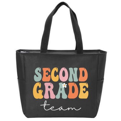 Second Grade Team Retro Groovy Vintage First Day Of School Zip Tote Bag