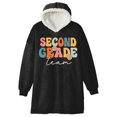 Second Grade Team Retro Groovy Back To School 2nd Grade Hooded Wearable Blanket
