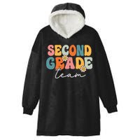 Second Grade Team Retro Groovy Back To School 2nd Grade Hooded Wearable Blanket