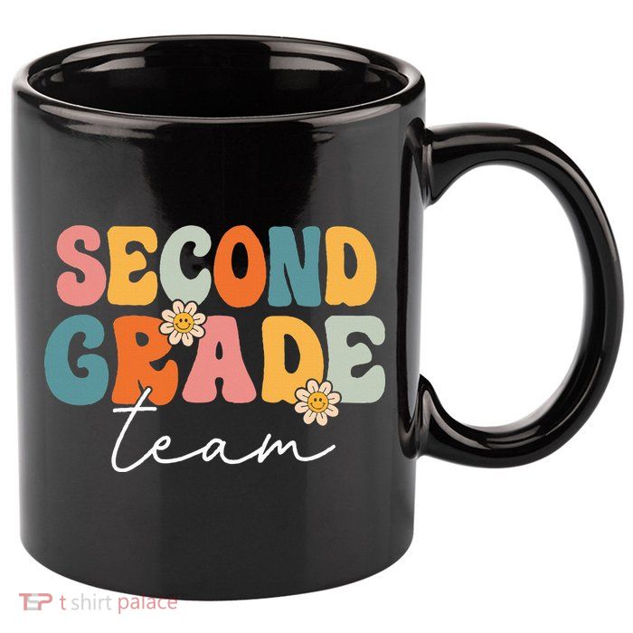 Second Grade Team Retro Groovy Back To School 2nd Grade 11oz C Handle Ceramic Mug