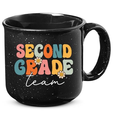 Second Grade Team Retro Groovy Back To School 2nd Grade 15oz Campfire Ceramic Mug