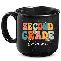 Second Grade Team Retro Groovy Back To School 2nd Grade 15oz Campfire Ceramic Mug