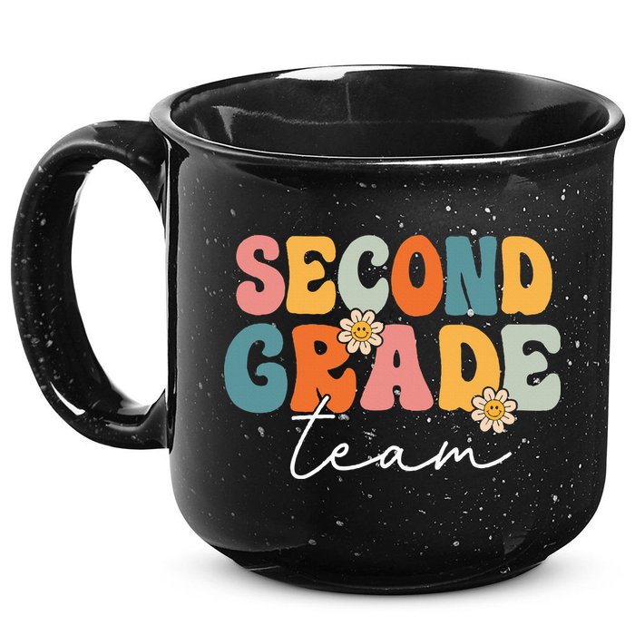 Second Grade Team Retro Groovy Back To School 2nd Grade 15oz Campfire Ceramic Mug