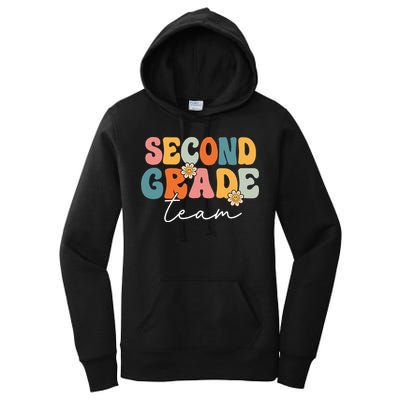 Second Grade Team Retro Groovy Back To School 2nd Grade Women's Pullover Hoodie