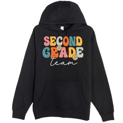 Second Grade Team Retro Groovy Back To School 2nd Grade Premium Pullover Hoodie