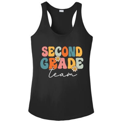 Second Grade Team Retro Groovy Back To School 2nd Grade Ladies PosiCharge Competitor Racerback Tank