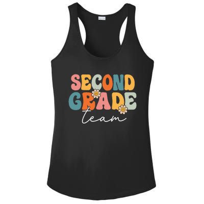 Second Grade Team Retro Groovy Back To School 2nd Grade Ladies PosiCharge Competitor Racerback Tank