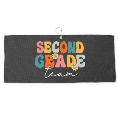 Second Grade Team Retro Groovy Back To School 2nd Grade Large Microfiber Waffle Golf Towel