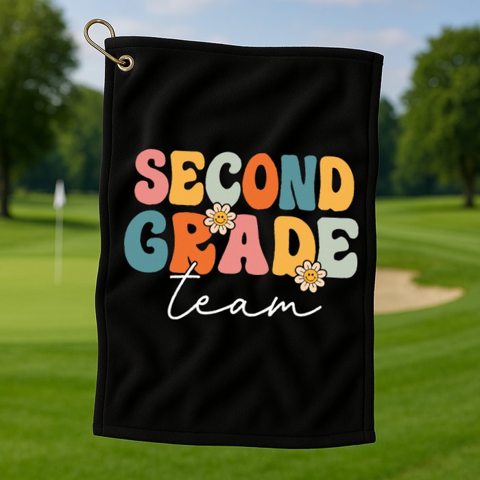 Second Grade Team Retro Groovy Back To School 2nd Grade Golf Towel