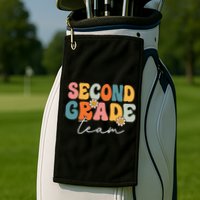 Second Grade Team Retro Groovy Back To School 2nd Grade Golf Towel