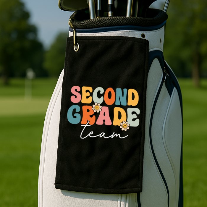 Second Grade Team Retro Groovy Back To School 2nd Grade Golf Towel
