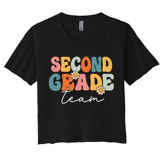 Second Grade Team Retro Groovy Back To School 2nd Grade Crop Top