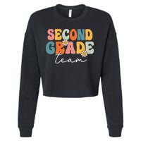Second Grade Team Retro Groovy Back To School 2nd Grade Cropped Pullover Crew