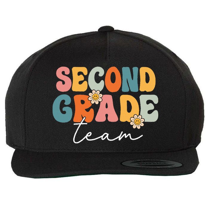 Second Grade Team Retro Groovy Back To School 2nd Grade Wool Snapback Cap