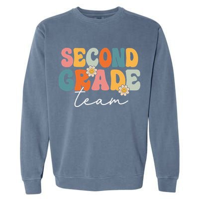 Second Grade Team Retro Groovy Back To School 2nd Grade Garment-Dyed Sweatshirt