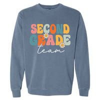 Second Grade Team Retro Groovy Back To School 2nd Grade Garment-Dyed Sweatshirt