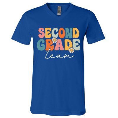 Second Grade Team Retro Groovy Back To School 2nd Grade V-Neck T-Shirt