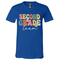 Second Grade Team Retro Groovy Back To School 2nd Grade V-Neck T-Shirt