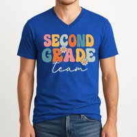 Second Grade Team Retro Groovy Back To School 2nd Grade V-Neck T-Shirt