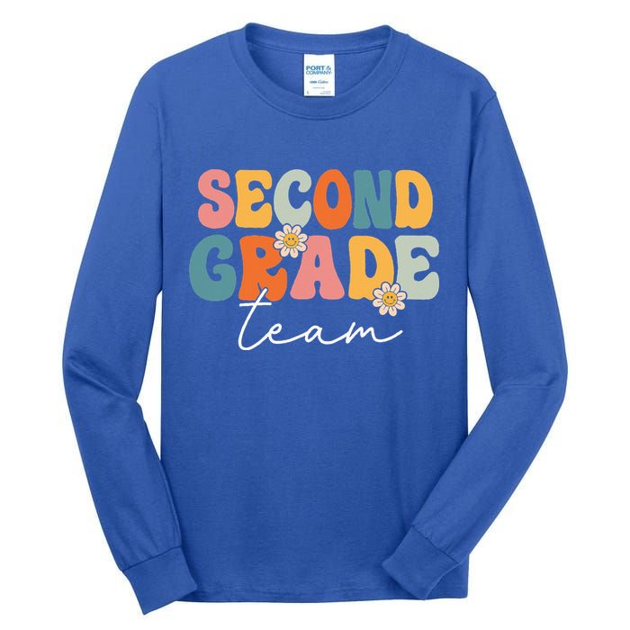Second Grade Team Retro Groovy Back To School 2nd Grade Tall Long Sleeve T-Shirt