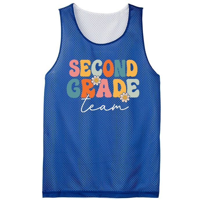 Second Grade Team Retro Groovy Back To School 2nd Grade Mesh Reversible Basketball Jersey Tank