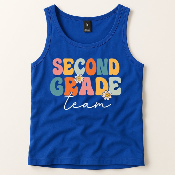 Second Grade Team Retro Groovy Back To School 2nd Grade Tank Top