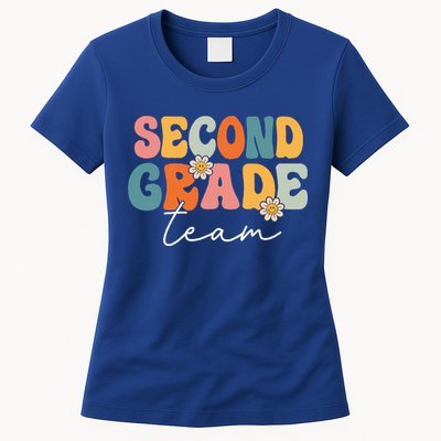 Second Grade Team Retro Groovy Back To School 2nd Grade Womens T-Shirt