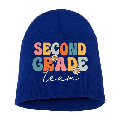 Second Grade Team Retro Groovy Back To School 2nd Grade Short Acrylic Beanie