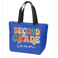 Second Grade Team Retro Groovy Back To School 2nd Grade Zip Tote Bag