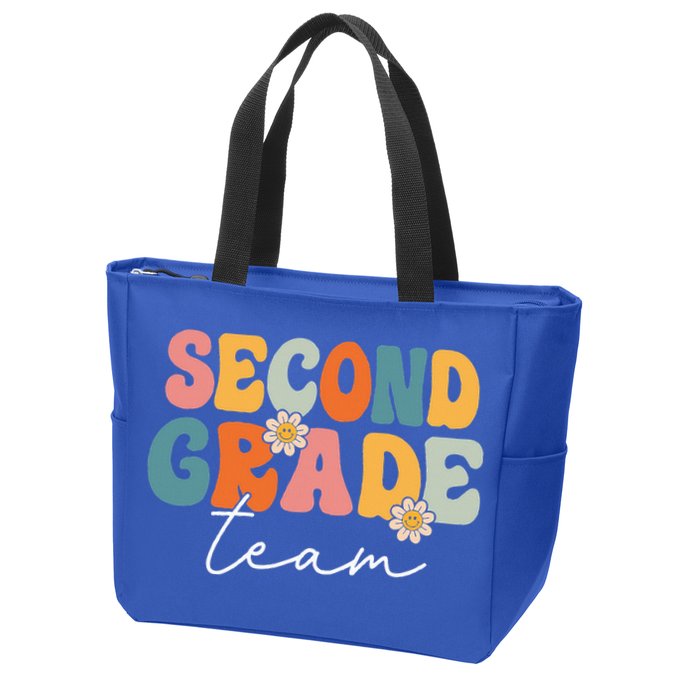 Second Grade Team Retro Groovy Back To School 2nd Grade Zip Tote Bag