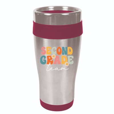 Second Grade Team Retro Groovy Back To School 2nd Grade 16oz Travel Tumbler