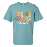 Second Grade Team Retro Groovy Back To School 2nd Grade Sueded Cloud Jersey T-Shirt