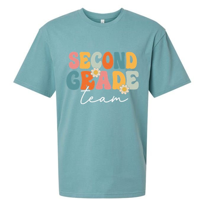 Second Grade Team Retro Groovy Back To School 2nd Grade Sueded Cloud Jersey T-Shirt