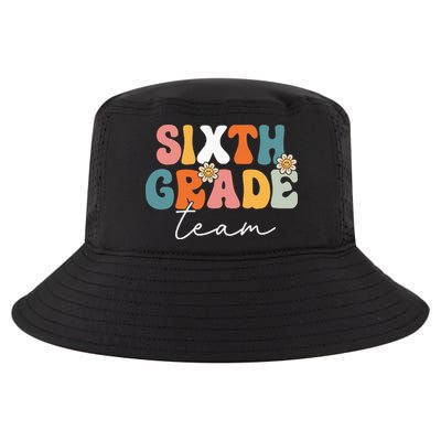 Sixth Grade Team Retro Groovy Back To School 6th Grade Cool Comfort Performance Bucket Hat