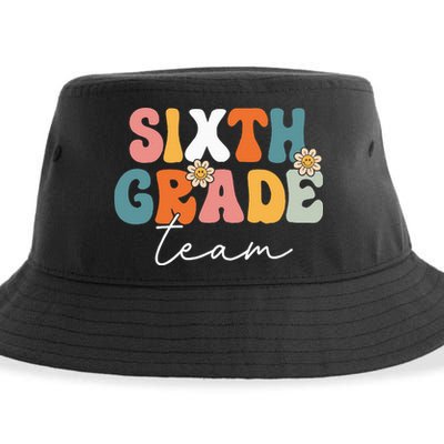 Sixth Grade Team Retro Groovy Back To School 6th Grade Sustainable Bucket Hat