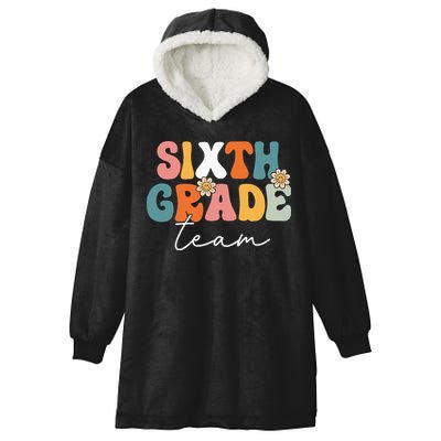 Sixth Grade Team Retro Groovy Back To School 6th Grade Hooded Wearable Blanket
