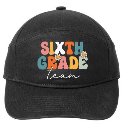 Sixth Grade Team Retro Groovy Back To School 6th Grade 7-Panel Snapback Hat
