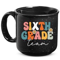 Sixth Grade Team Retro Groovy Back To School 6th Grade 15oz Campfire Ceramic Mug