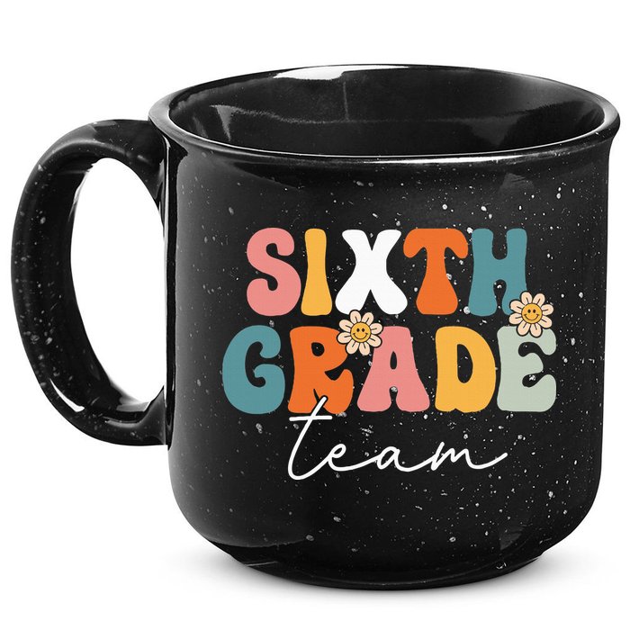 Sixth Grade Team Retro Groovy Back To School 6th Grade 15oz Campfire Ceramic Mug