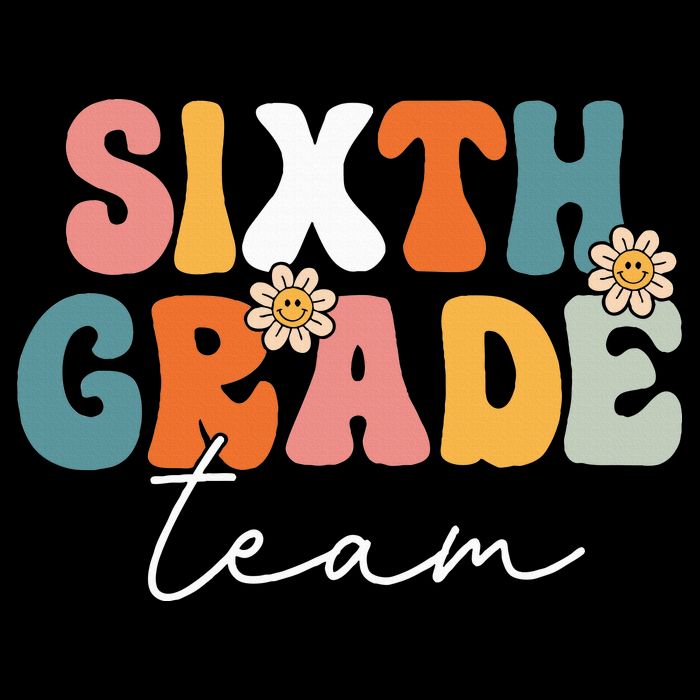 Sixth Grade Team Retro Groovy Back To School 6th Grade Drawstring Bag