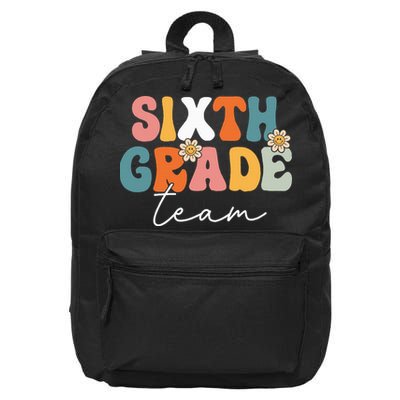 Sixth Grade Team Retro Groovy Back To School 6th Grade 16 in Basic Backpack