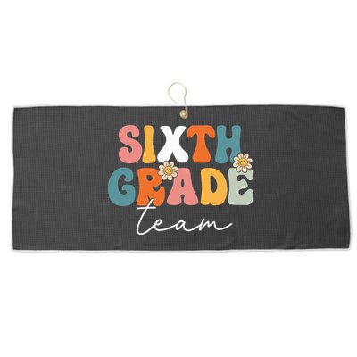 Sixth Grade Team Retro Groovy Back To School 6th Grade Large Microfiber Waffle Golf Towel