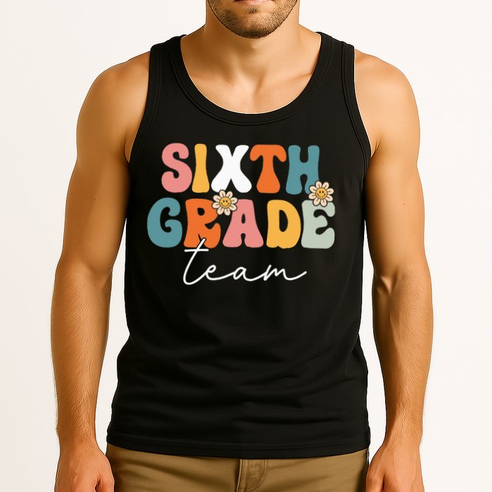 Sixth Grade Team Retro Groovy Back To School 6th Grade Tank Top