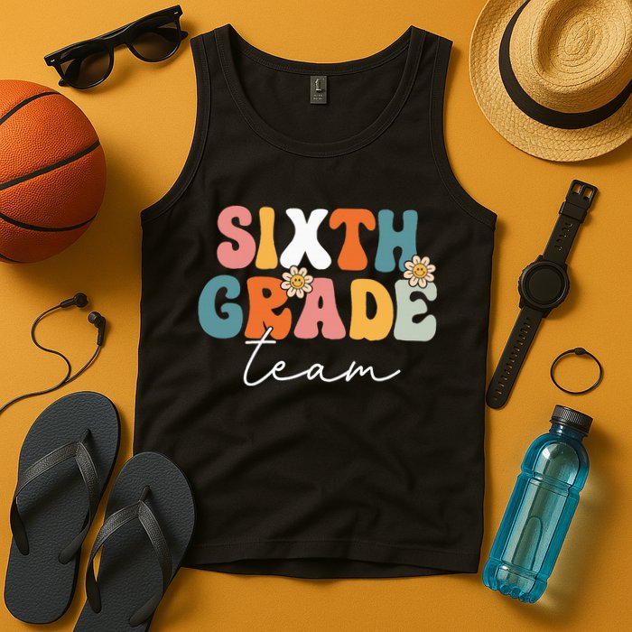 Sixth Grade Team Retro Groovy Back To School 6th Grade Tank Top
