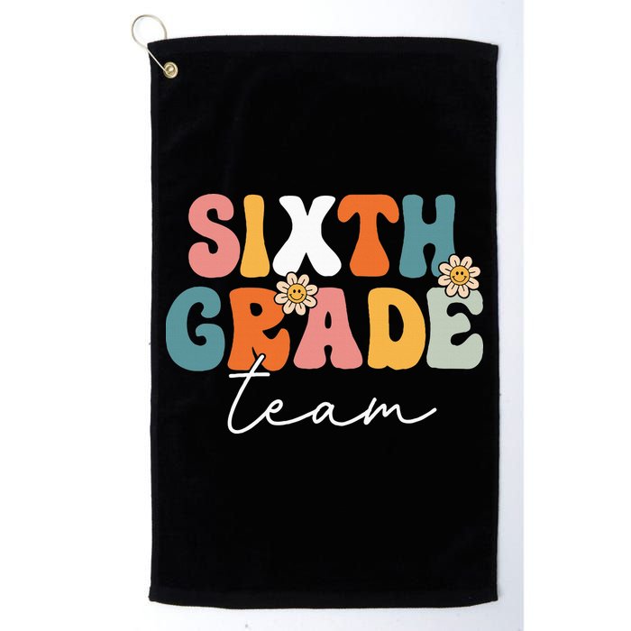 Sixth Grade Team Retro Groovy Back To School 6th Grade Golf Towel