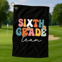 Sixth Grade Team Retro Groovy Back To School 6th Grade Golf Towel