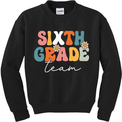 Sixth Grade Team Retro Groovy Back To School 6th Grade Kids Sweatshirt