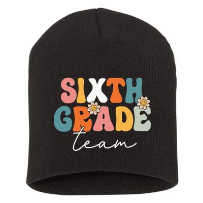 Sixth Grade Team Retro Groovy Back To School 6th Grade Short Acrylic Beanie
