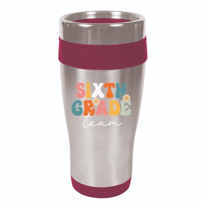 Sixth Grade Team Retro Groovy Back To School 6th Grade 16oz Travel Tumbler